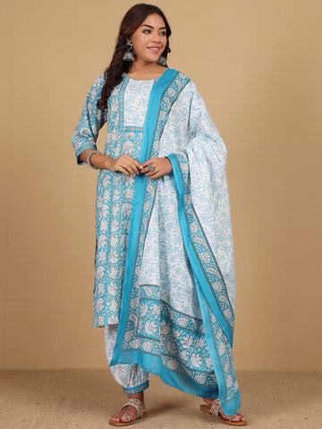 Varanga Women Ethnic Floral Printed Kurta with Salwar & Dupatta